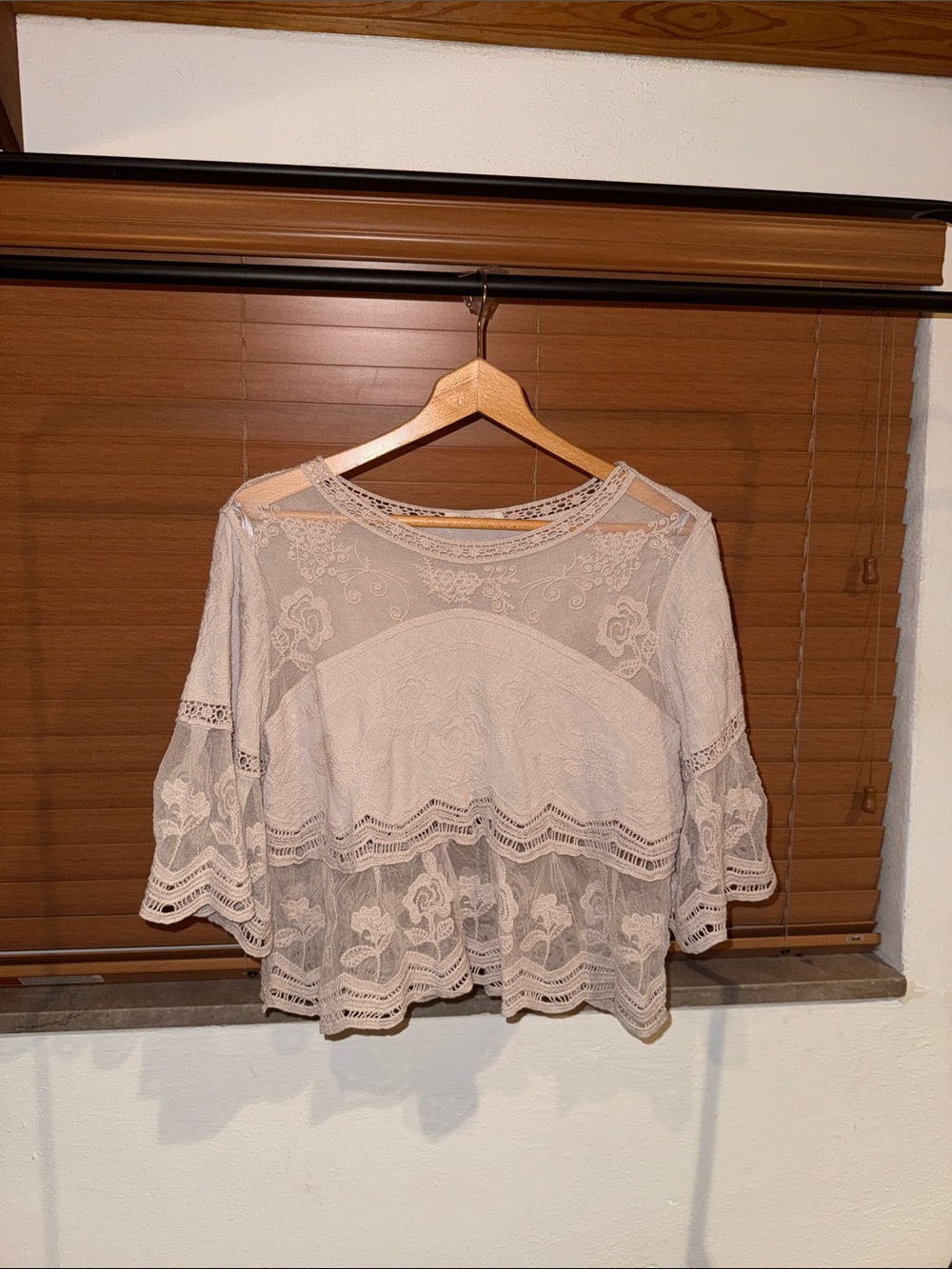 Rebellion Delicate Lace Peplum Blouse - Cream